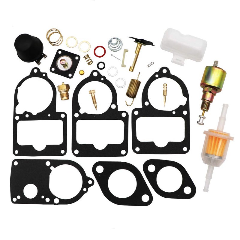 KIPA Carburetor Rebuild kit For VW SOLEX Brosol Bocar 28 30 34 PICT-3 Stock Carburetor Repair, With Float & 12V Cut off Valve Solenoid - Image 1